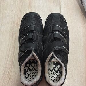 Black Cycling Shoes with Velcro Straps